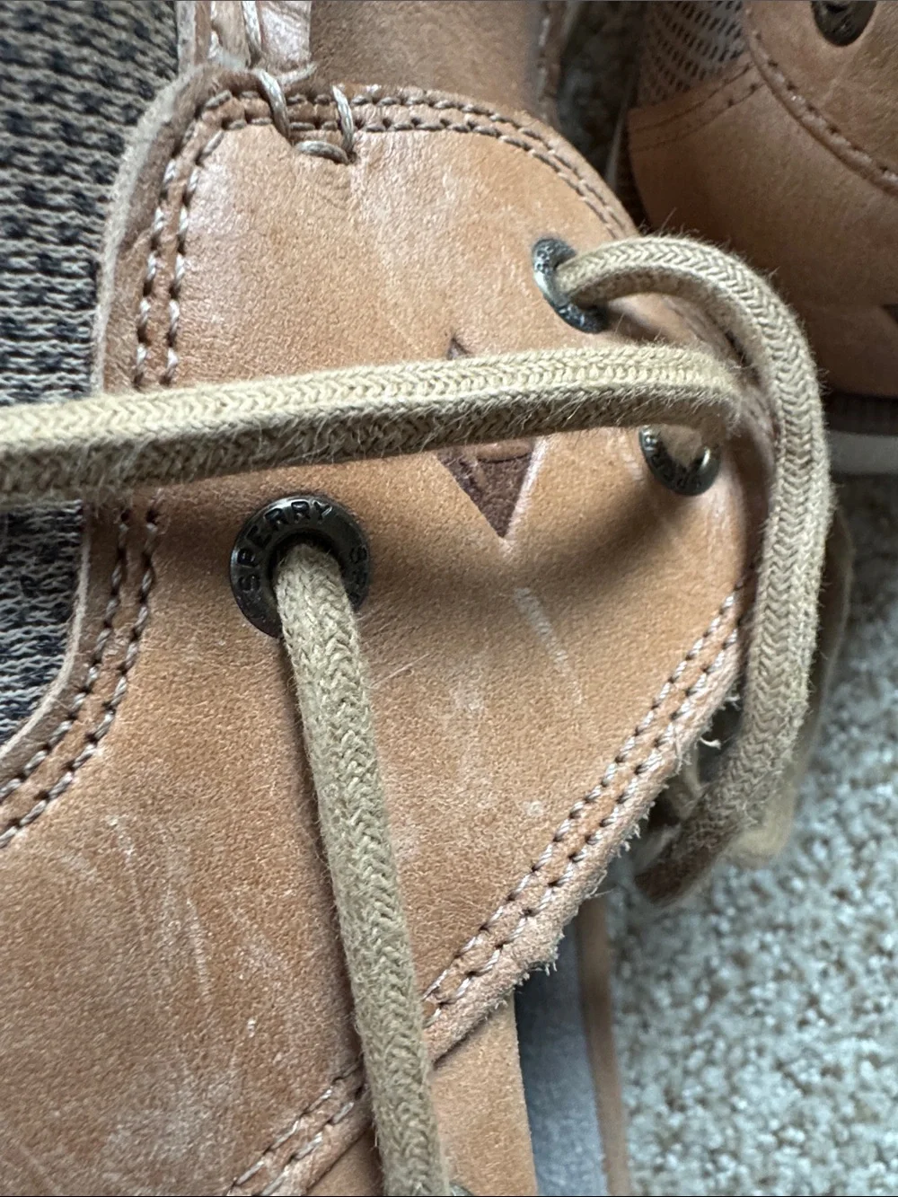 Sperry Men’s Brown Leather and Mesh Boat Shoes